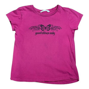 Urban Kids Shirt Girls Small Pink Good Vibes Only Butterfly Graphic Youth Tee